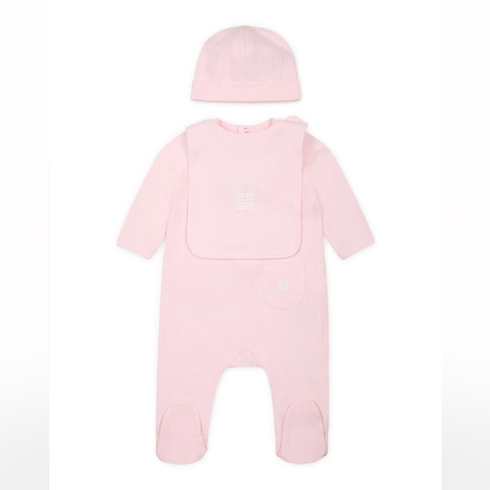 Givenchy Pink Kids One Piece Bodysuit with Hat